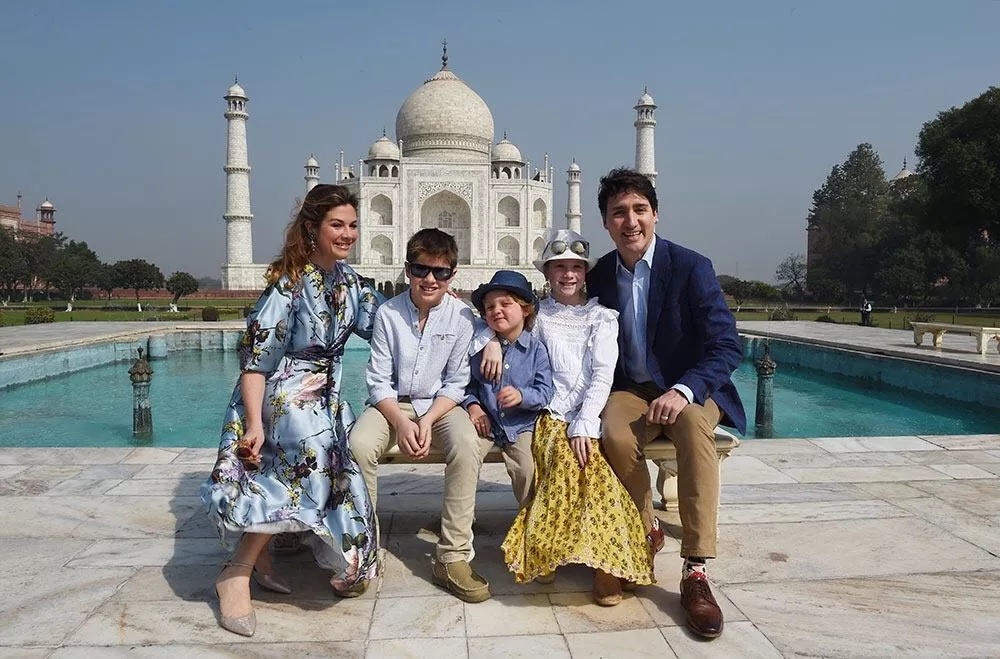 Canadian PM Justin Trudeau with wife and children