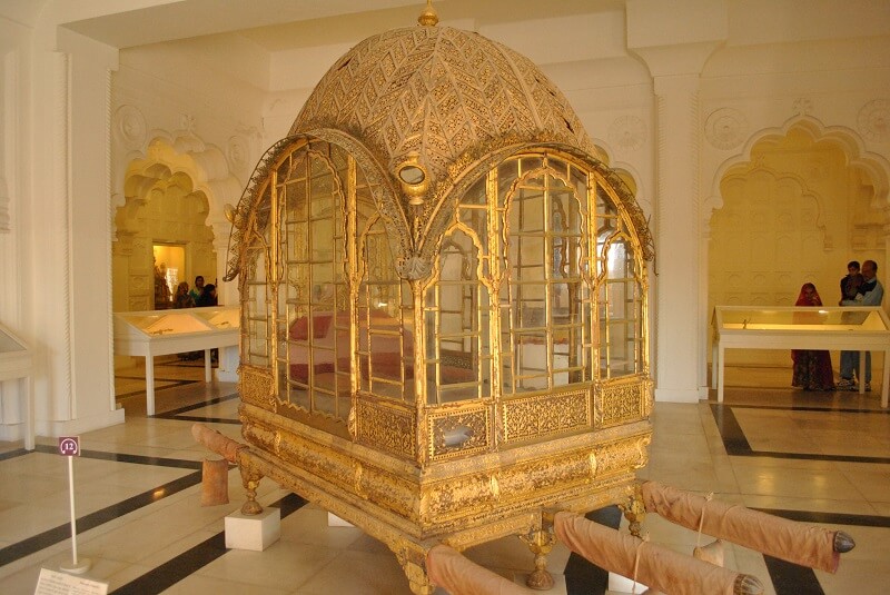 Gold Plated Royal Palanquin in Mehrangarh Fort Museum, Jaipur