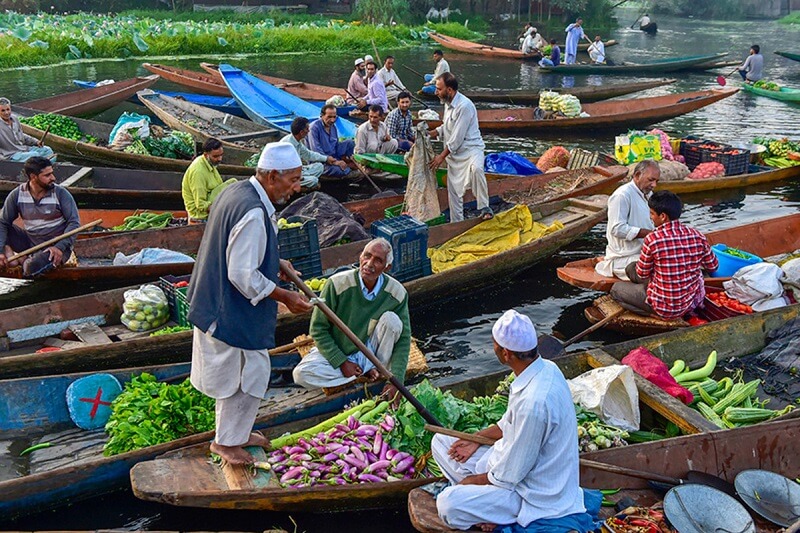 Floating Vegetable Market, Dal Lake, Srinagar, Kashmir