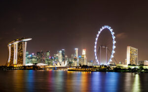 Singapore by night a view into Marina Bay