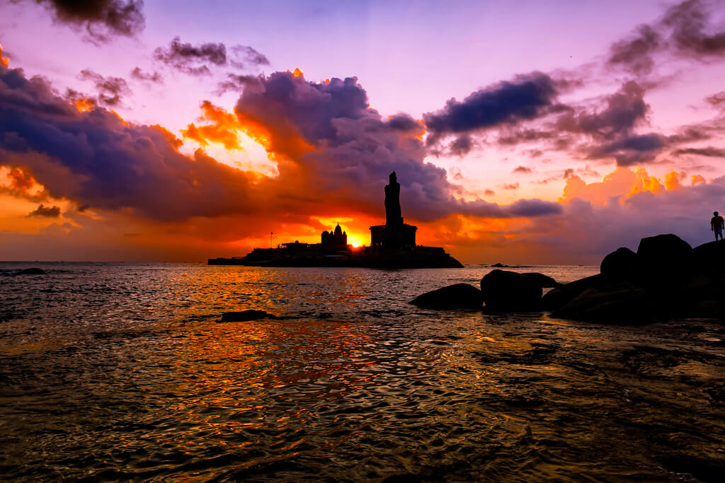Cape Comorin's sunrise and sunset views Kanyakumari, Tamil Nadu