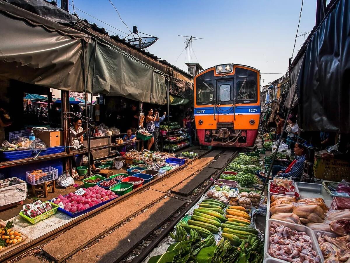 Maeklong Railway Route Market Thailand