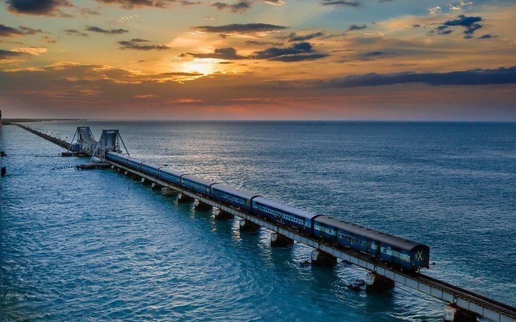 Pamban bridge -Chennai Rameshwaram Route, Tamil Nadu