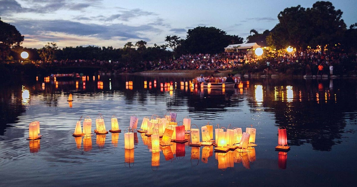 Mizuakari Lantern Festival in Kumamoto Japan Light on the water