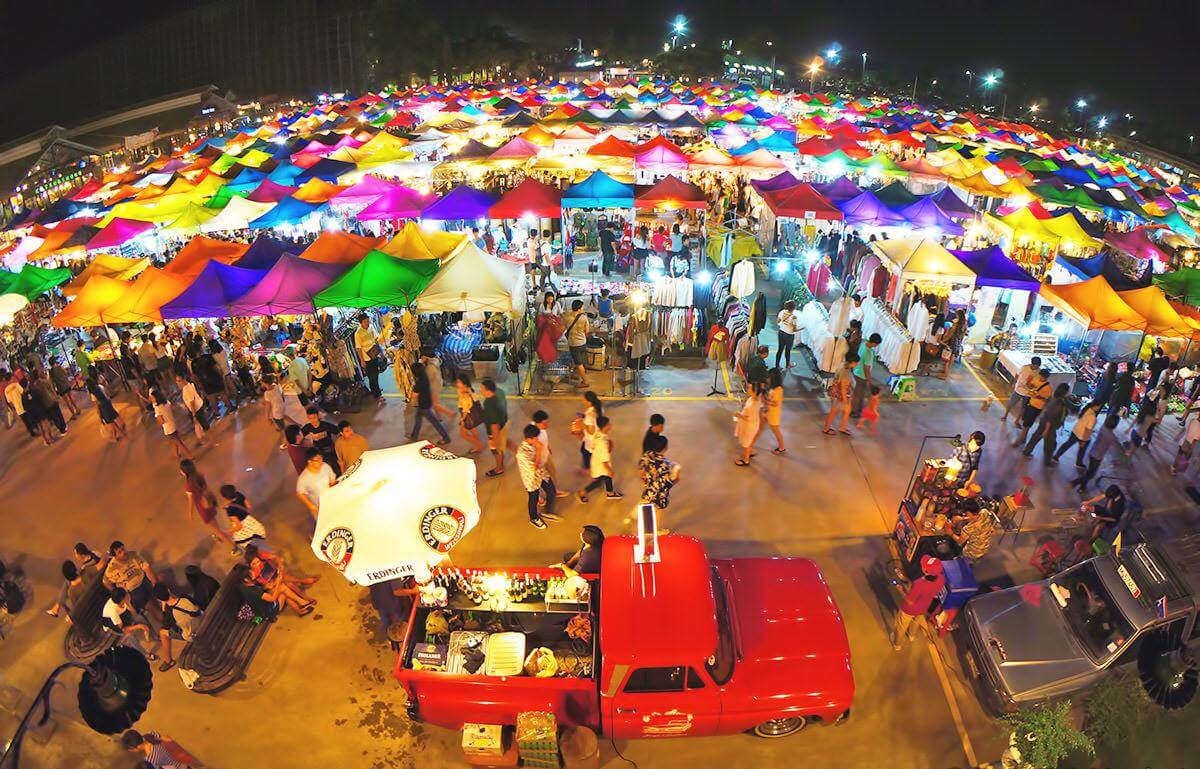 Talad Rot Fai Srinakarin Night Market Bangkok Thailand
