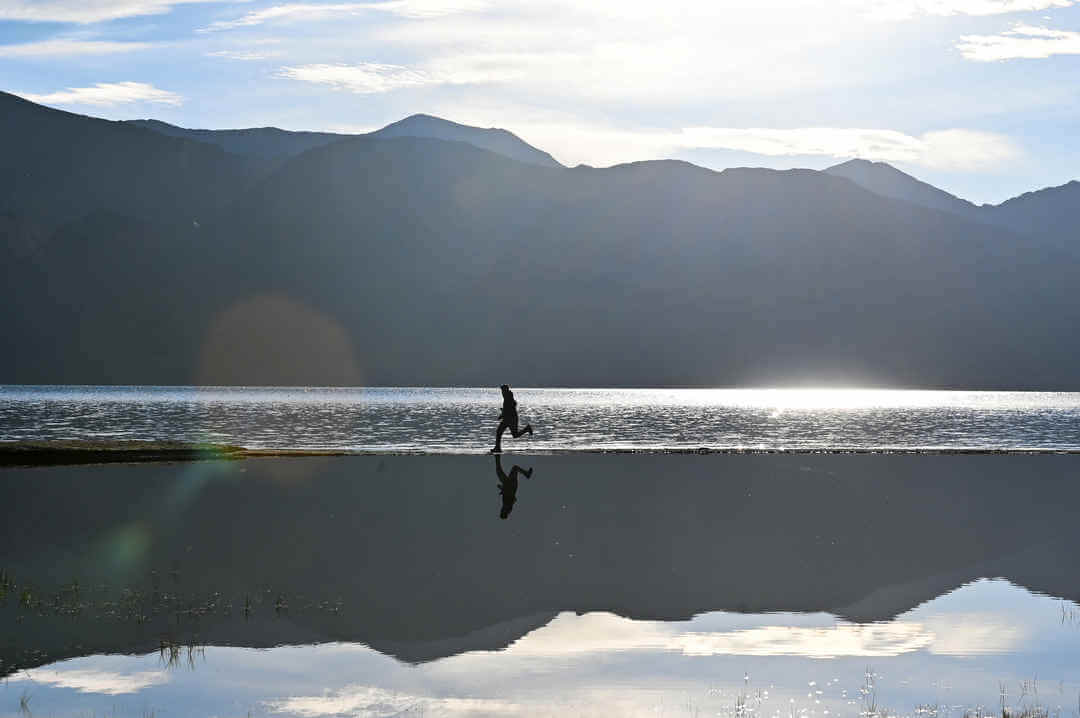 Frozen Pangong Lake Marathon Ladakh India