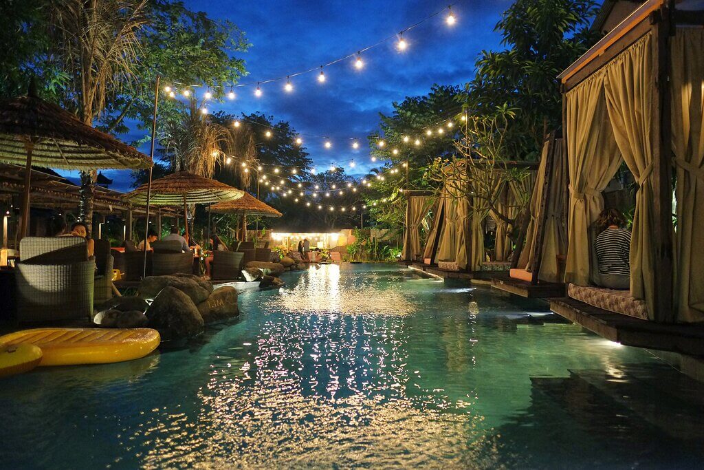 Pool, Garden, and High-Tea Cabanas Cafe Indonesia