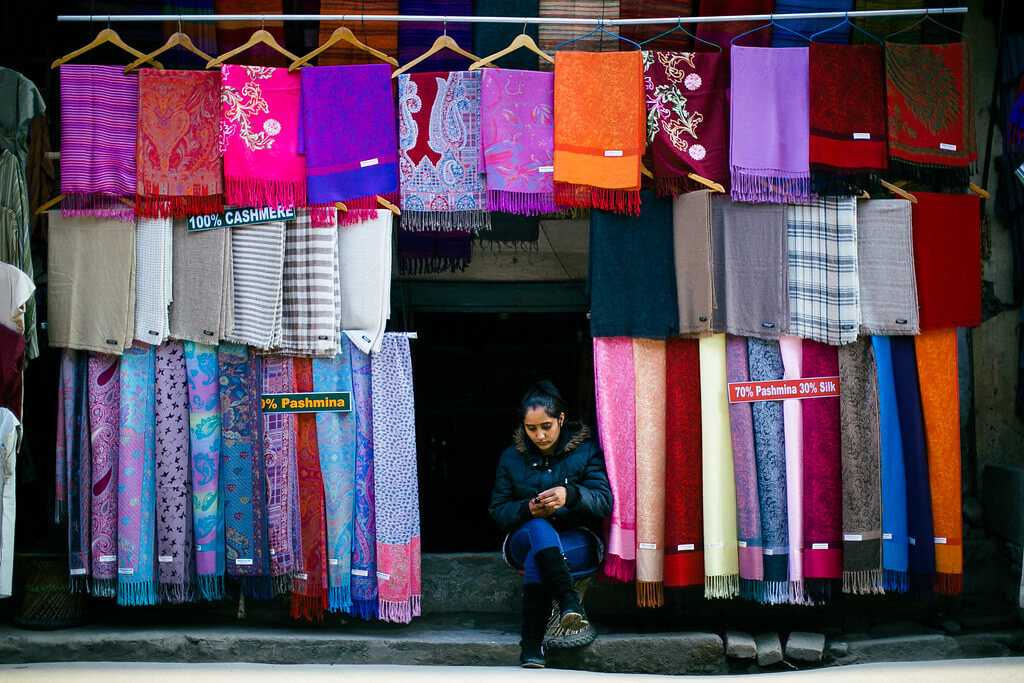 Pashmina Shawls Thamel Street Kathmandu Nepal