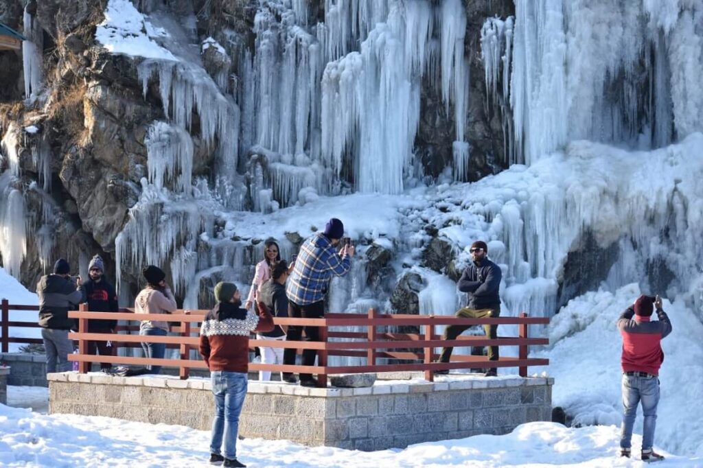Frozen Drung Waterfall Tanmarg Jammu and Kashmir