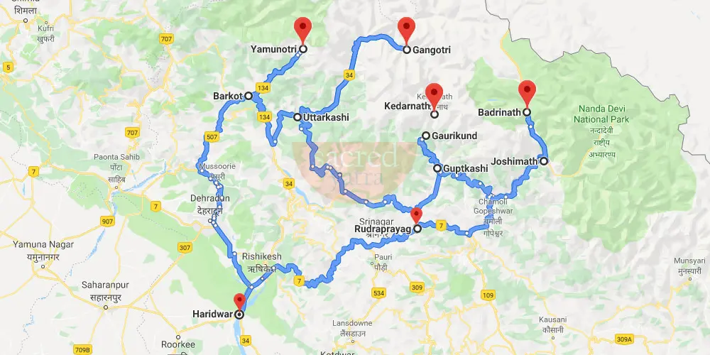 Chardham Google Maps