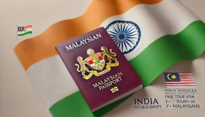 Indian flag and a Malaysian passport.