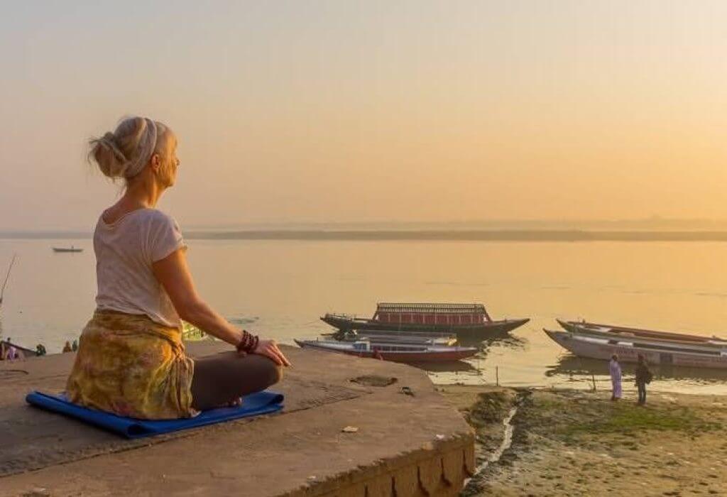 Morning Yoga in Ganges Varanasi