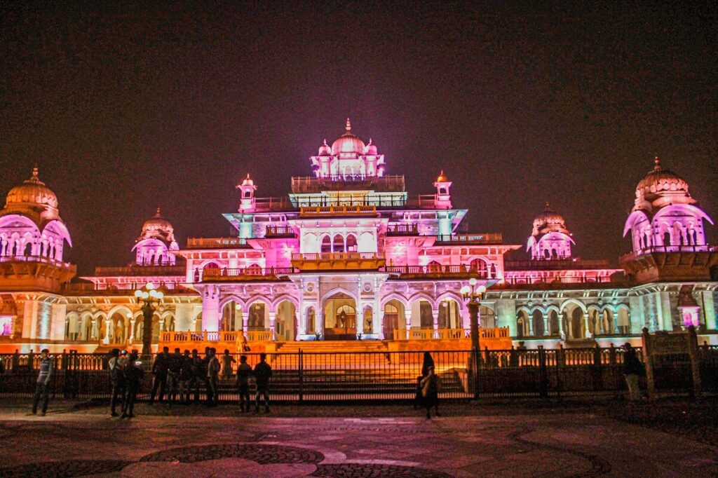 Night Illumination Albert Hall Museum Jaipur
