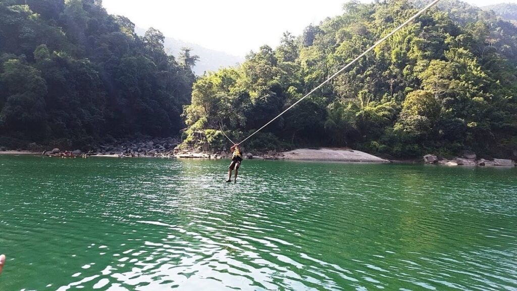 Zip-lining Across the River Dawki