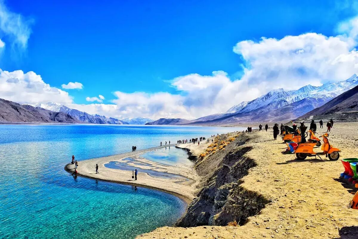 Mountain valley scenery in the Indian Himalayas during the summer travel season