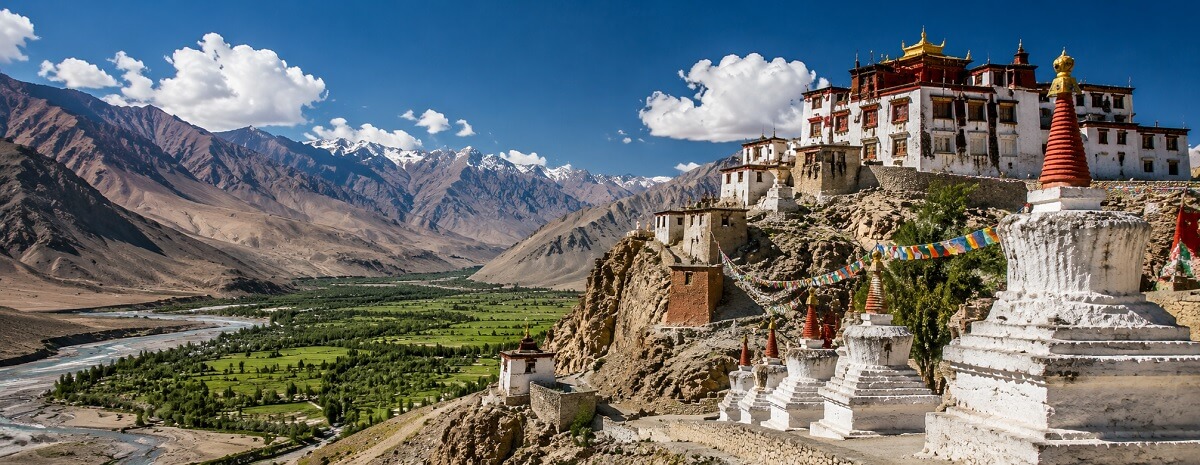 Tourist attractions in Ladakh with mountains monasteries and blue lakes